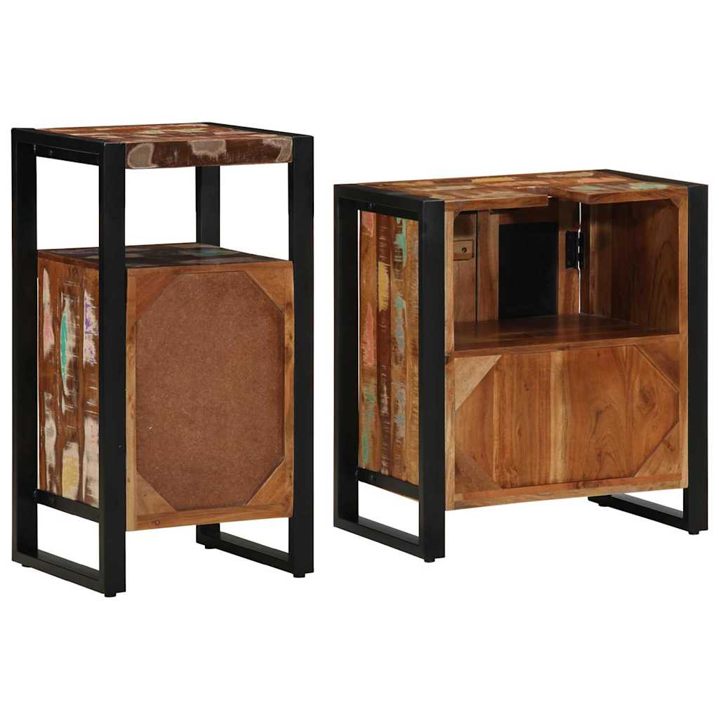 Bathroom Furniture Set 2 pcs Brown Solid reclaimed wood